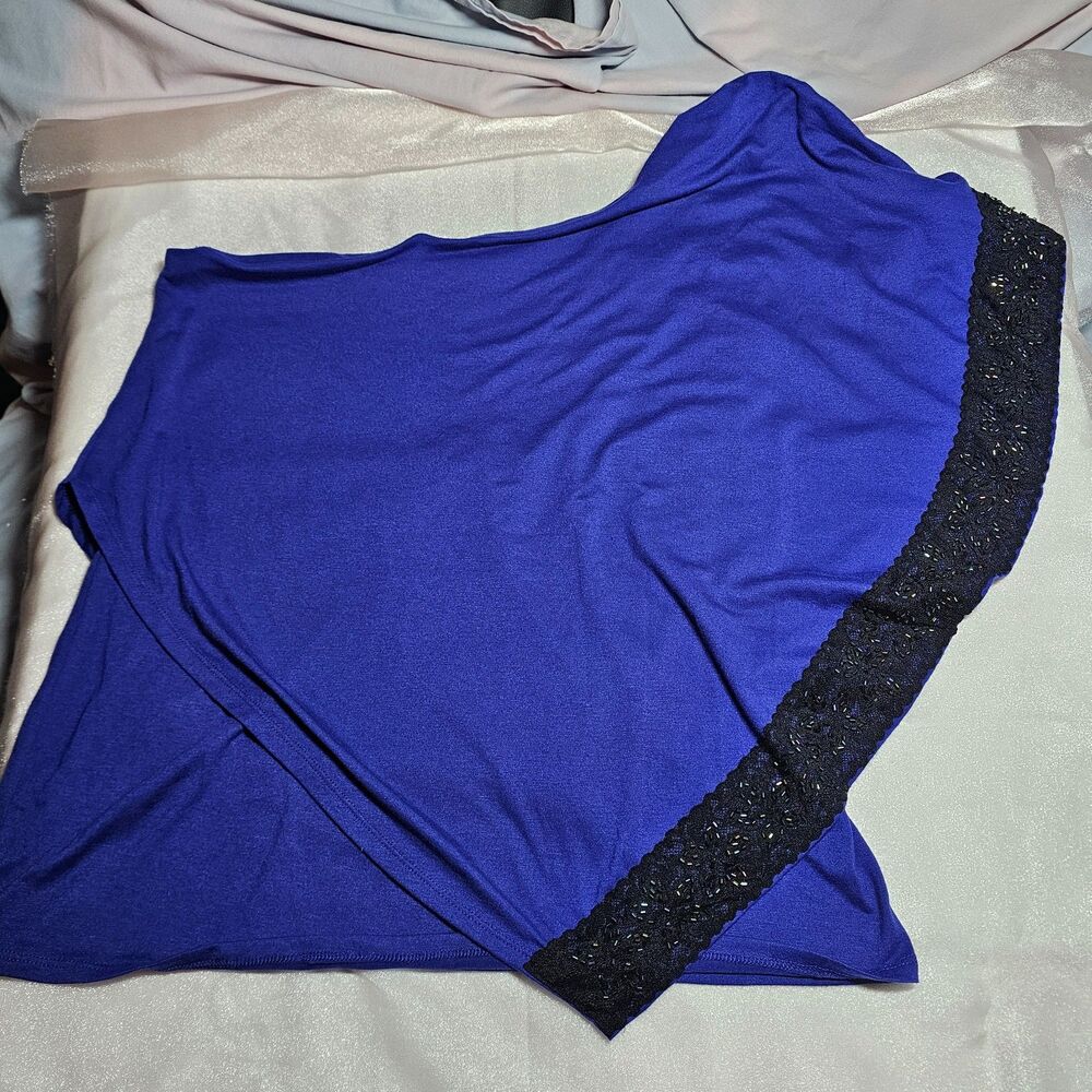 Torrid Royal Blue One Shoulder Beaded Asymmetrical Top Size 1 NWOT Vintage